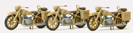 HO Unpainted German Reich BMW R12 Motorcycles (3) 1939-45 (Kit)