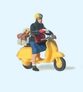 HO Postwoman Riding a Scooter