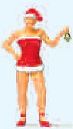 HO Female in Christmas Dress & Santa's Hat Ringing Bell