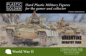 15mm WWII Valentine Infantry Tank (5) & Crew (2)