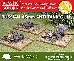 1/72 WWII Russian 45mm Anti-Tank Gun (4) & Crew (16)