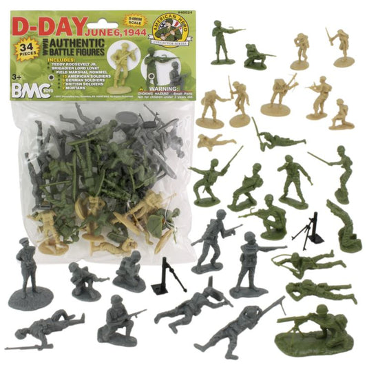 54mm D-Day Invasion of Normandy Figure Playset (34pcs) (Bagged) (BMC Toys)