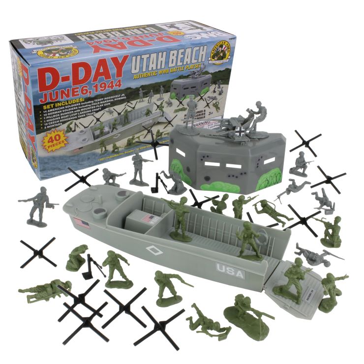 54mm D-Day Utah Beach Diorama Playset (40pcs) (Boxed) (BMC Toys)