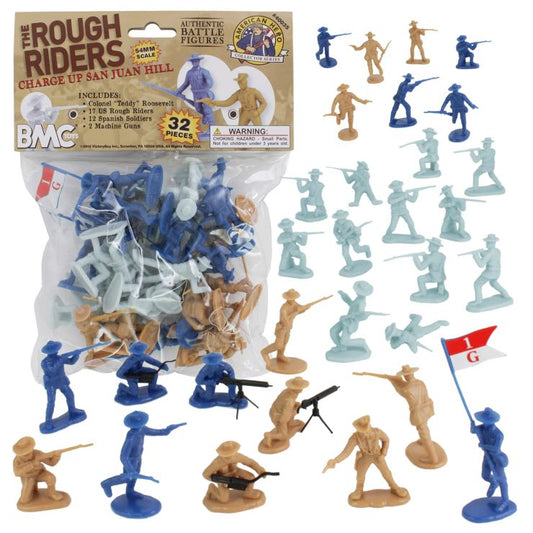 54mm San Juan Hill Rough Riders & Spanish Figure Playset (32pcs) (Bagged) (BMC Toys)