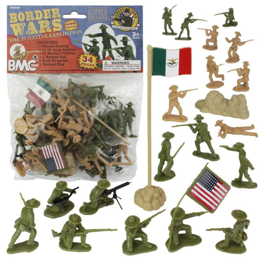 54mm Border Wars US Army & Mexican Villistas Figure Playset (34pcs) (Bagged) (BMC Toys)