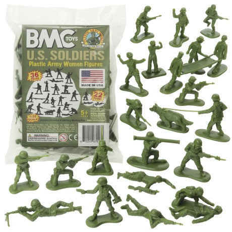 54mm US Army Women Soldiers Figure Playset (Olive Green) (36pcs) (Bagged) (BMC Toys)