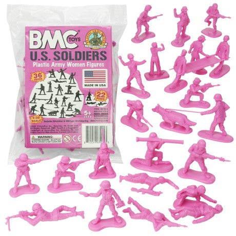 54mm US Army Women Soldiers Figure Playset (Pink) (36pcs) (Bagged) (BMC Toys)