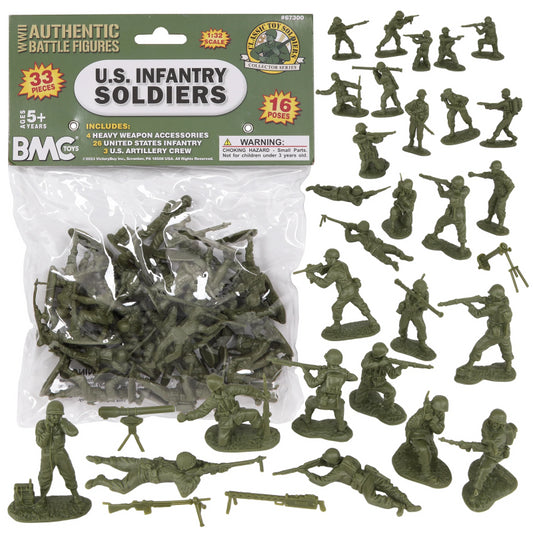 54mm WWII US Infantry w/Weapons Figure Playset (33pcs) (Bagged) (BMC Toys)