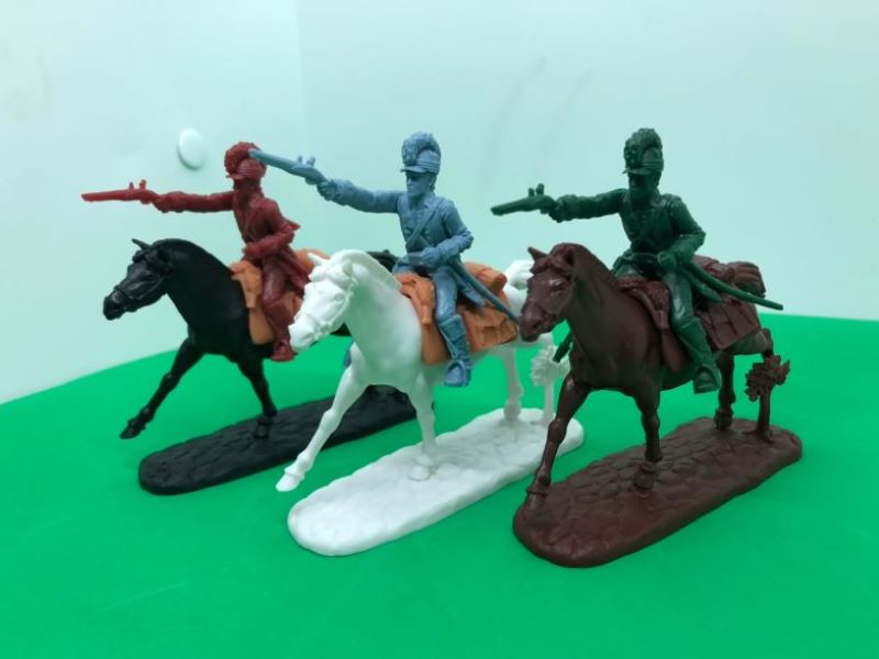 1/32 Revolutionary War American Cavalry w/Pistols Playset (3 w/3 Horses) (Bagged) (LOD Enterprises)