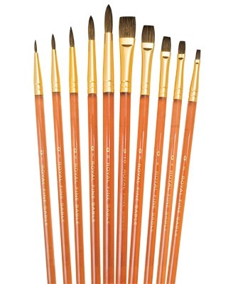 Assorted Watercolor Camel Hair Brushes 10pc Value Pack