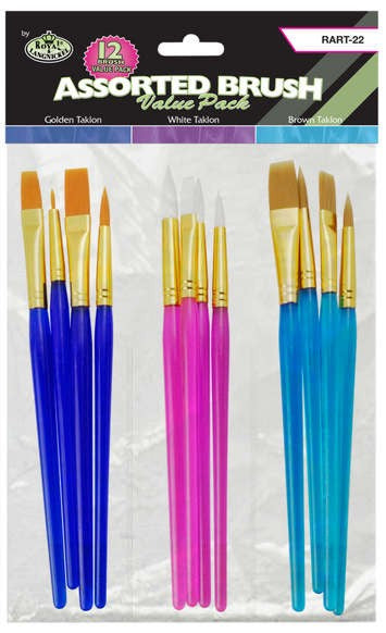 Assorted Taklon Brushes 12pc Value Pack