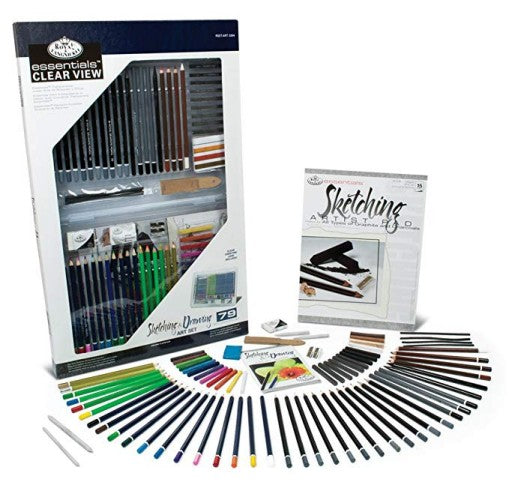 Essentials Sketch & Draw Deluxe Art Set in Clearview Case (79pc)