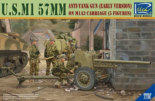 1/35 US M1 57mm Anti-Tank Gun Early Version on M1A3 Carriage w/5 Crew