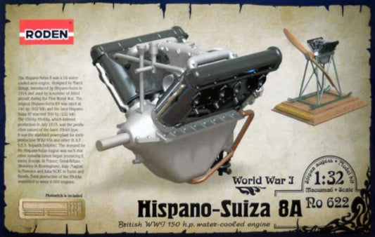 1/32 Hispano Suiza 8A WWI 150hp Water-Cooled Aircraft Engine