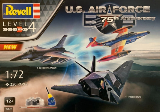 1/72 F89, F117, F16 USAF Fighter 75th Anniversary w/paint & glue