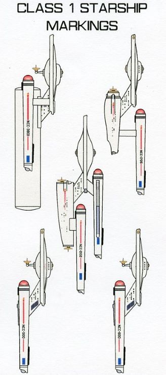 Star Trek: Class I Starship Markings for 5 Ships