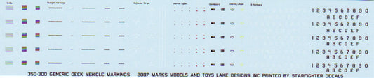 1/350 USN Generic Deck & Dashboard Vehicle Markings for Yellow Gear 1960s-1990s or White Gear Late 1990s-Present