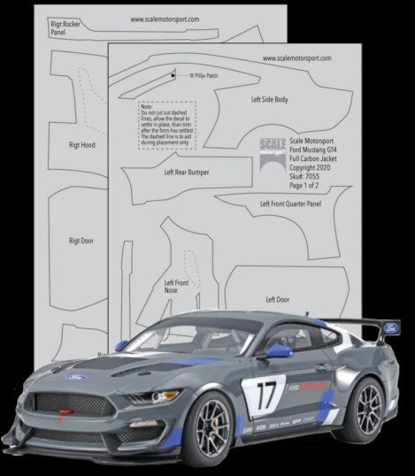 1/24 Ford Mustang GT4 Carbon Fiber Full Jacket Twill Weave Pewter (1/20) Template Decal Set For TAM