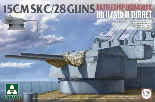 1/35 German Battleship Bismarck 15cm SK C/28 Guns BbII/StbII Turret