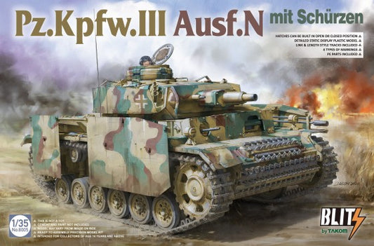 1/35 PzKpfw III Ausf N Tank w/Side-Skirt Armor (New Variant)