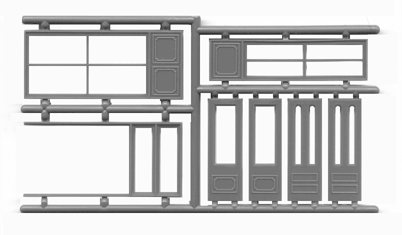 HO Storefront Windows & Door Set w/Glazing (2)