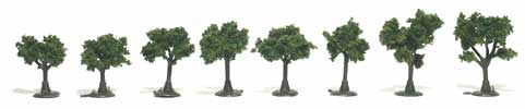 Ready Made Realistic Trees- 3/4" - 1-1/4" Med Green (8)