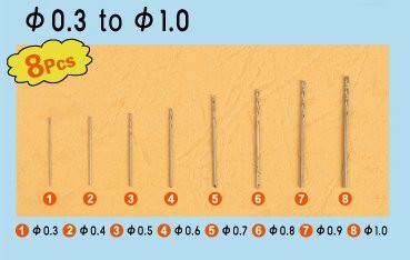 Twist Drilling Auger Bit Set #1 (8pcs) .3mm-1.0mm