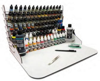 Module Paint Display Stand w/Vertical Storage & Large Workstation (Holds 118 bottles & brushes)