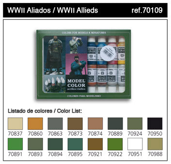 17ml Bottle WWII Allied Model Color Paint Set (16 Colors)