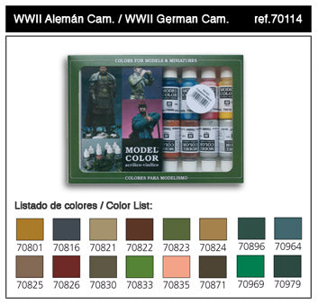 17ml Bottle WWII German Camo Model Color Paint Set (16 Colors)