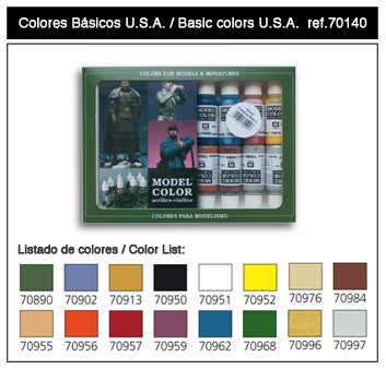 17ml Bottle Basic USA Model Color Paint Set (16 Colors)