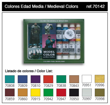 17ml Bottle Medieval Model Color Paint Set (16 Colors)