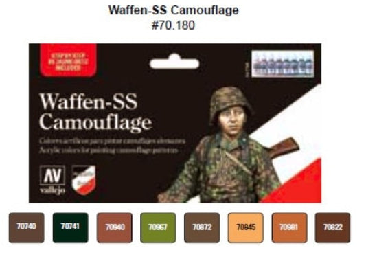 17ml Bottle WWII Waffen SS Camo Uniforms Model Color Paint Set (8 Colors)