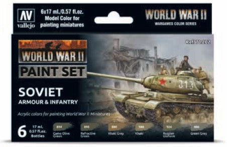 17ml Bottle WWII Wargames Soviet Armour & Infantry Model Color Paint Set (6 Colors)