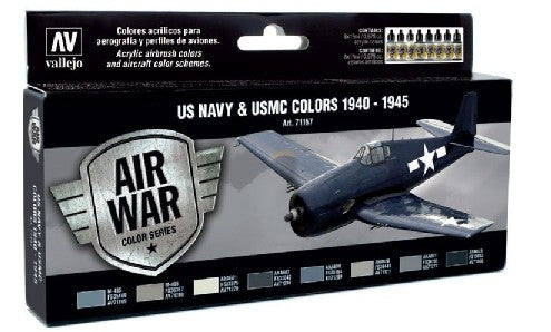 17ml Bottle USN & USMC 1940-1945 Model Air War Paint Set (8 Colors)