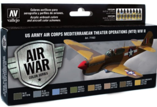 17ml Bottle WWII US Army Air Corps Mediterranean Theater Operations (MTO) Model Air War Paint Set (8 Colors)