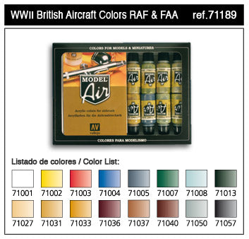 17ml Bottle WWII British Aircraft Model Air Paint Set (16 Colors)