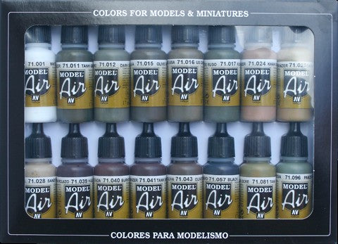 17ml Bottle WWII German/Allied Model Air Paint Set (16 Colors)