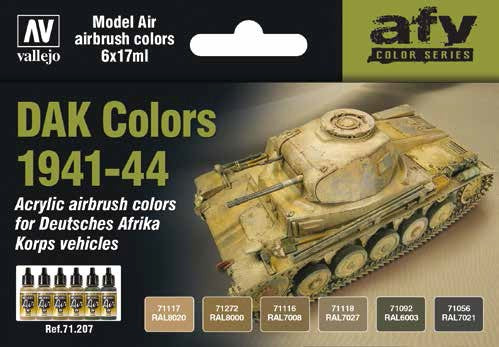 17ml Bottle DAK 1941-1944 Vehicles Model Air Paint Set (6 Colors)