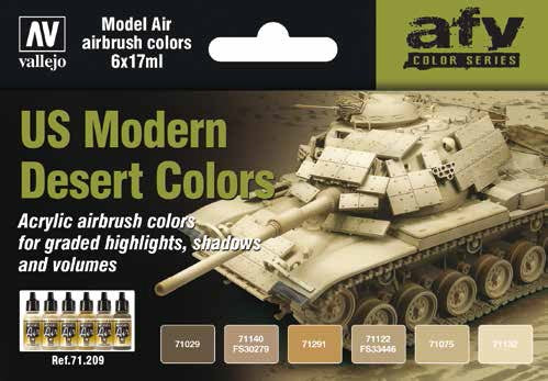 17ml Bottle AFV US Modern Desert Model Air Paint Set (6 Colors)
