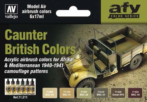 17ml Bottle AFV British Caunter 1940-1941 Model Air Paint Set (6 Colors)