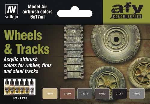 17ml Bottle AFV Wheels & Tracks Model Air Paint Set (6 Colors)