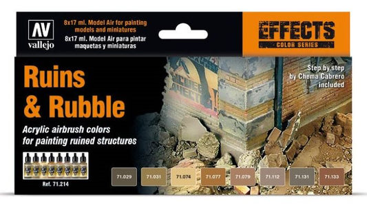 17ml Bottle Ruins & Rubble Effects Model Air Paint Set (8 Colors)