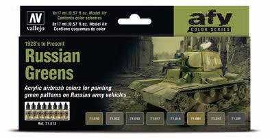 17ml Bottle AFV Russian Greens 1928's to Present Model Air Paint Set (8 Colors)