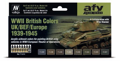 17ml Bottle AFV WWII British UK/BEF/Europe 1939-1945 Model Air Paint Set (8 Colors)