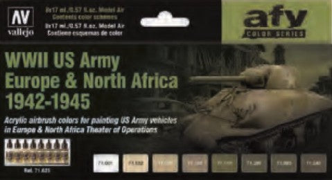 17ml Bottle AFV WWII US Army Europe & North Africa 1942-1945 Model Air Paint Set (8 Colors)
