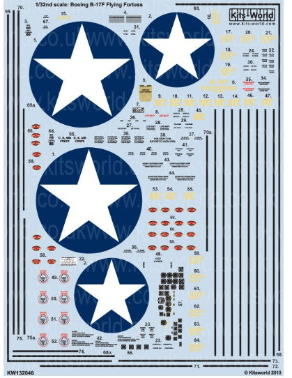 1/32 B17F US Air Corps General Stenciling & National Insignias, Cockpit Instrumentation & Walkways