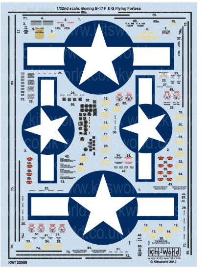 1/32 B17G US Air Corps General Stenciling & National Insignias, Cockpit Instrumentation & Walkways