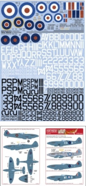 1/48 Supermarine Spitfire PRU Mk XIX Generic Set: Pre/Post War Roundels, Serials & Stenciling