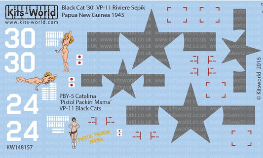 1/48 PBY5 Catalina Black Cat 30 VP11 Riviere Sepik Papua New Guinea 1943, Pistol Packin Mama VP11 Black Cats